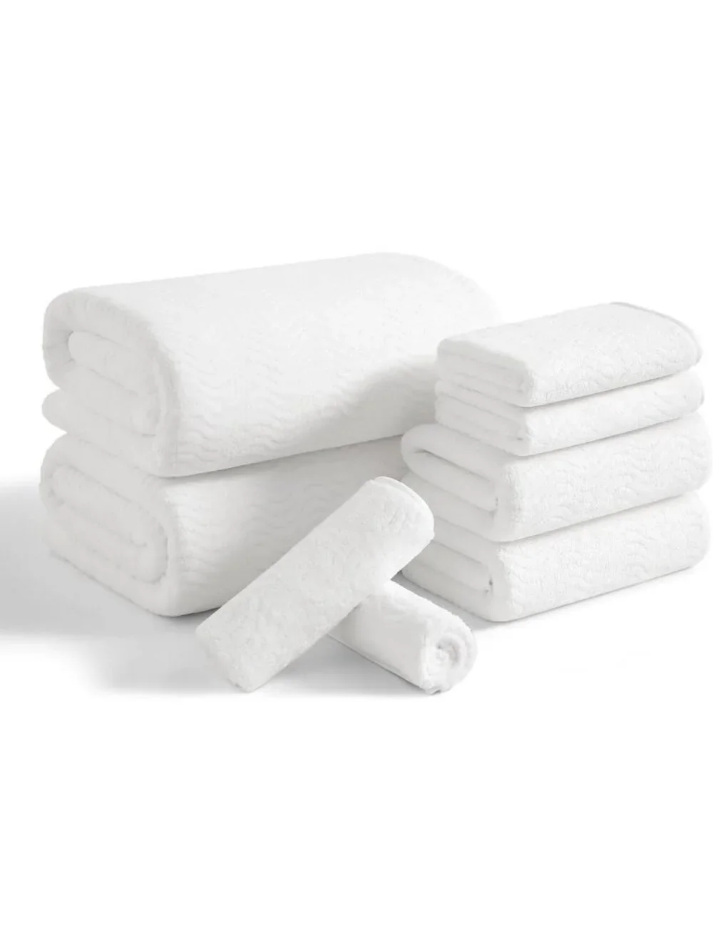 8-Piece Ultra Soft White Bath Towel Set | 2 Large Sheets, 2 Hand Towels, 4